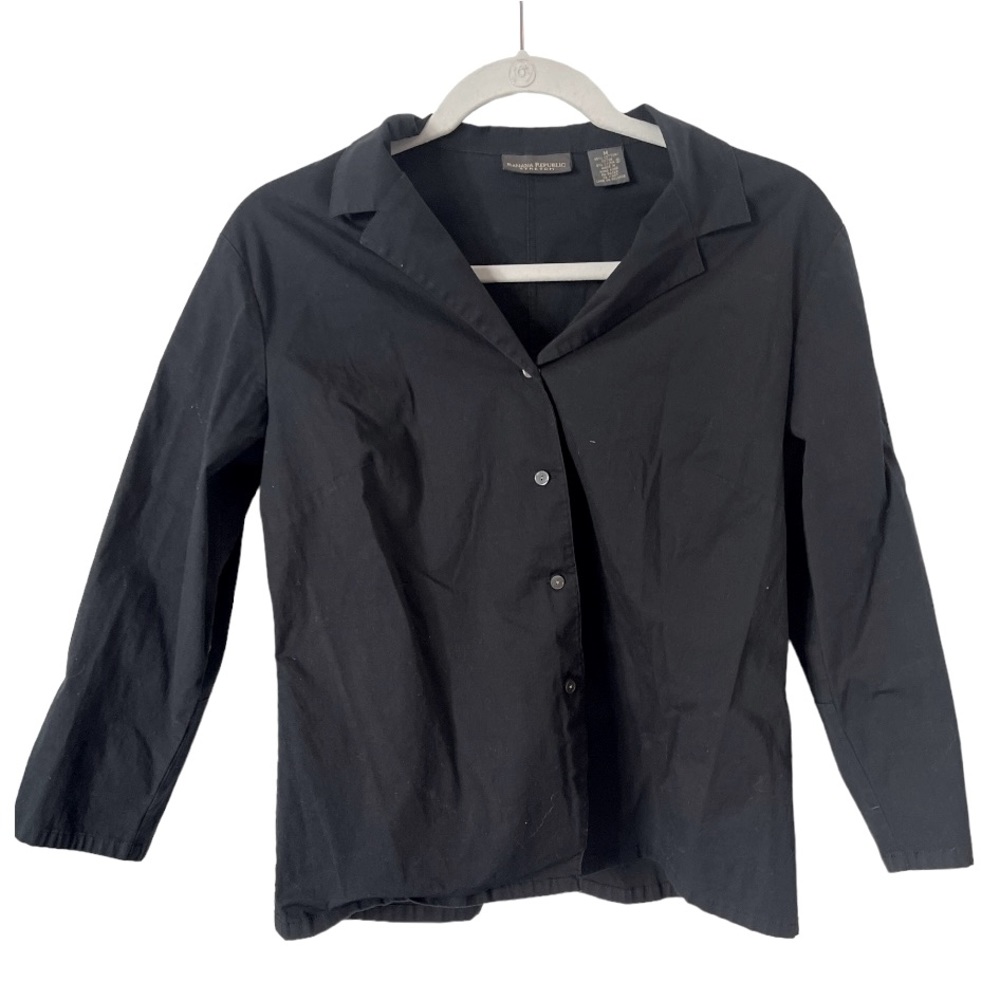 Banana Republic Blackβ Stretch Cotton Button Down Shirt M